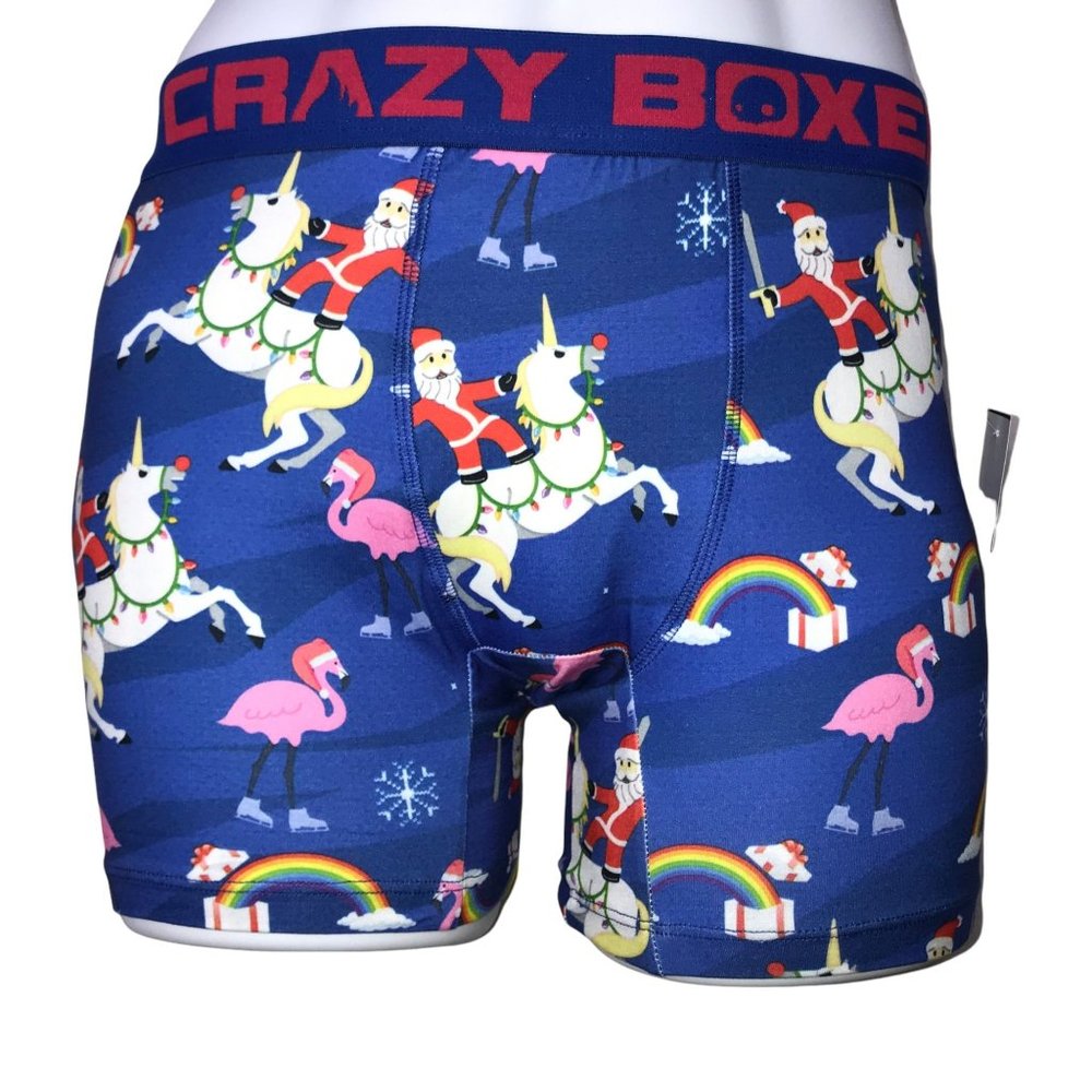 NWT Crazy Boxer 2 Pack Funny Santa Riding Unicorn Christmas Holiday Underwear S